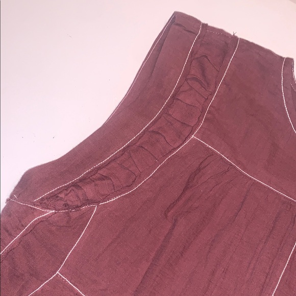 By Anthropologie Cap Sleeve Babydoll Cropped Airy Mauve Purple Cottage Blouse L - Picture 8 of 14